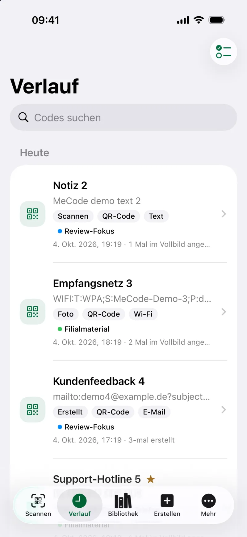 Codeverlauf durchsuchen und filtern