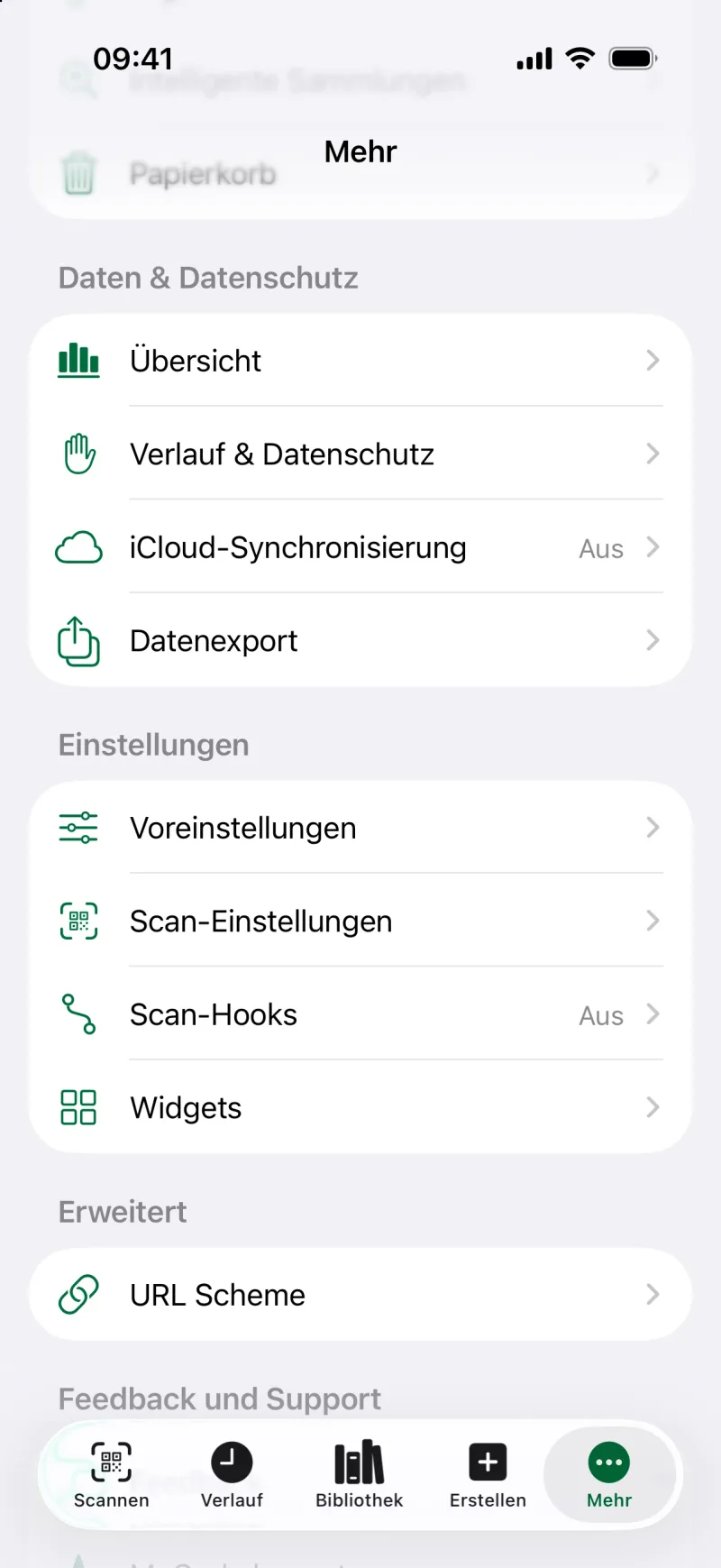 Datenschutzeinstellungen in MeCode