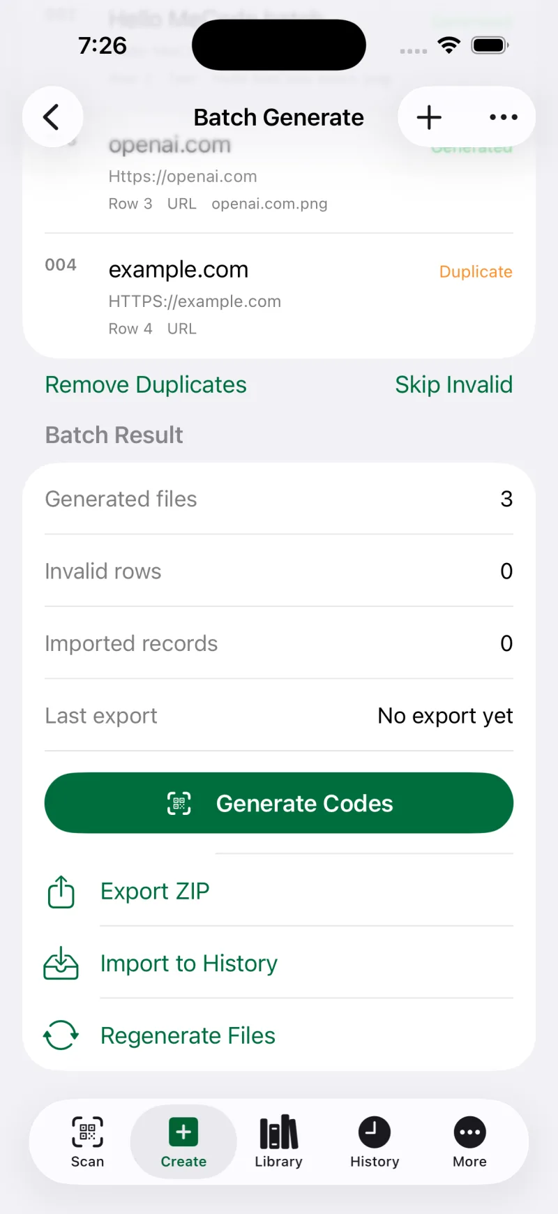Batch generate QR codes from a list