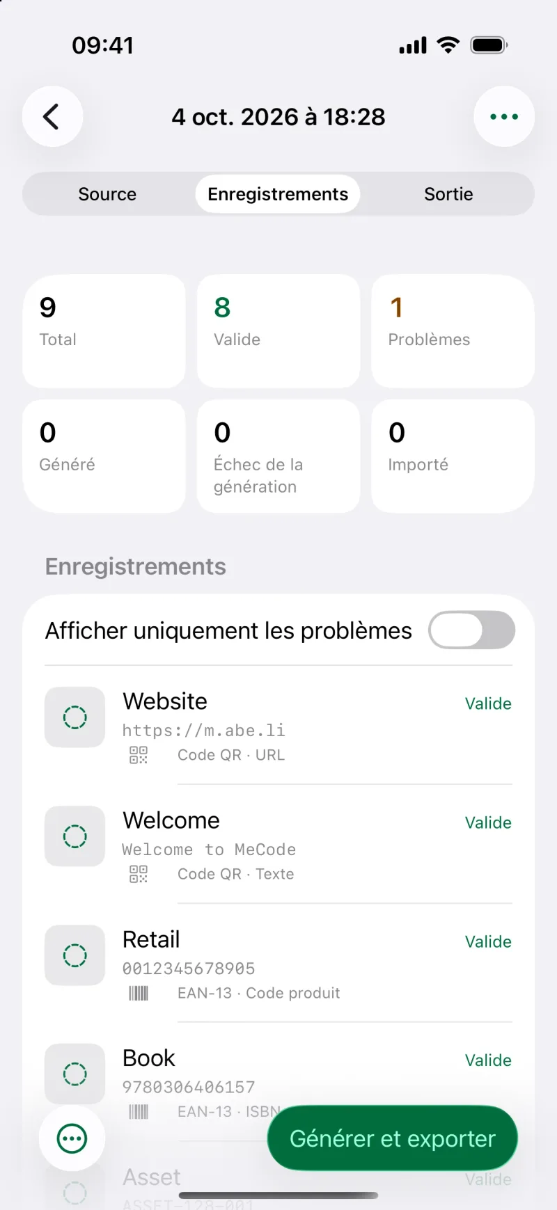 Générer des codes par lot à partir d’une liste
