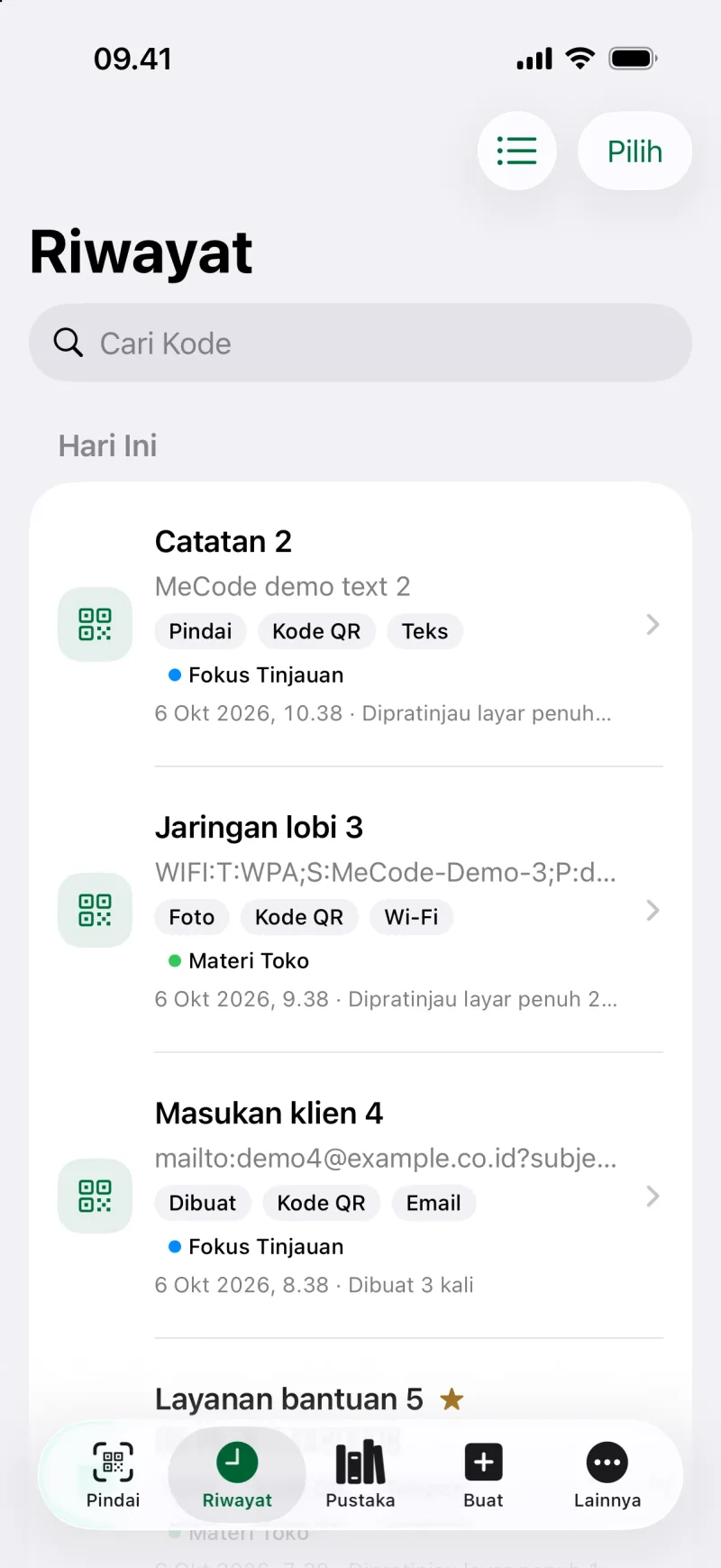 Cari dan filter riwayat kode
