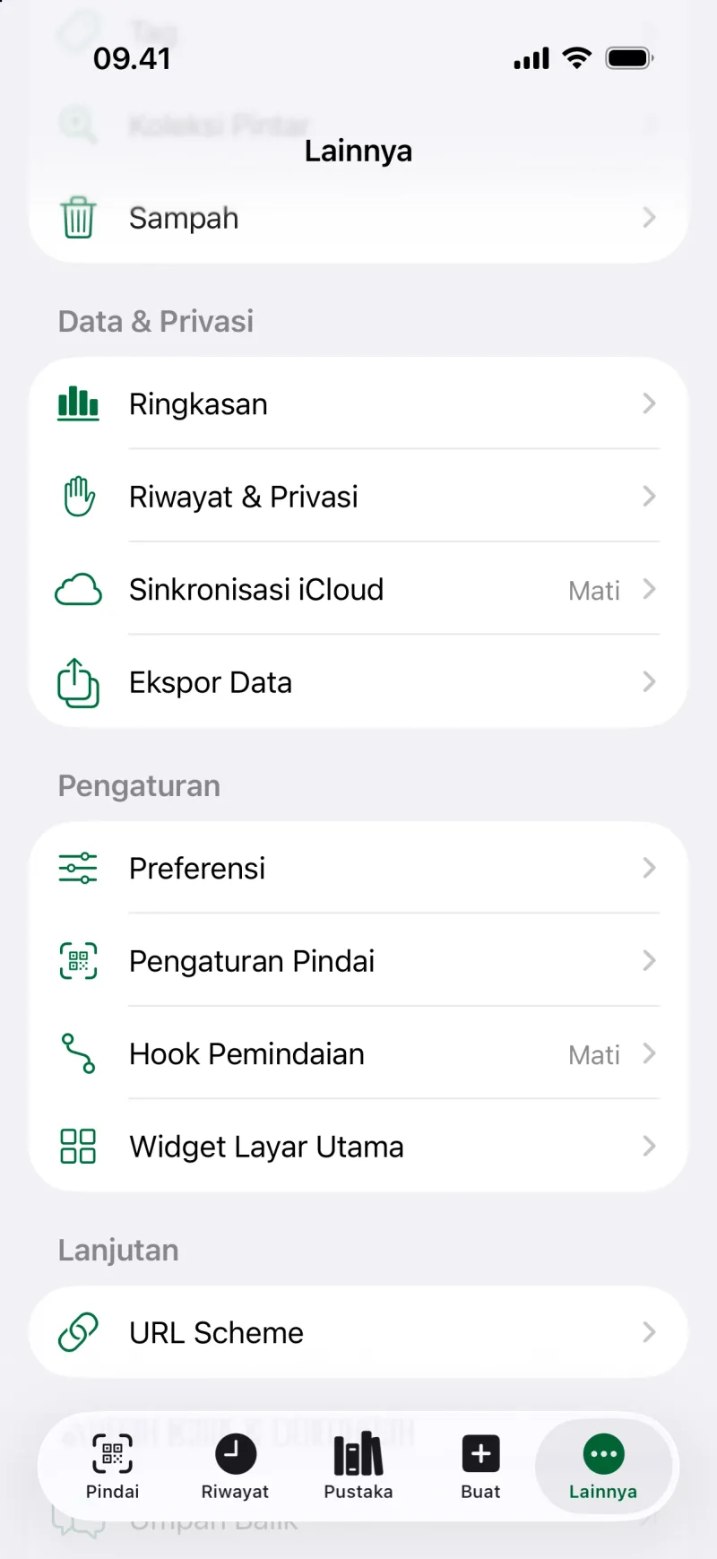 Pengaturan privasi di app MeCode