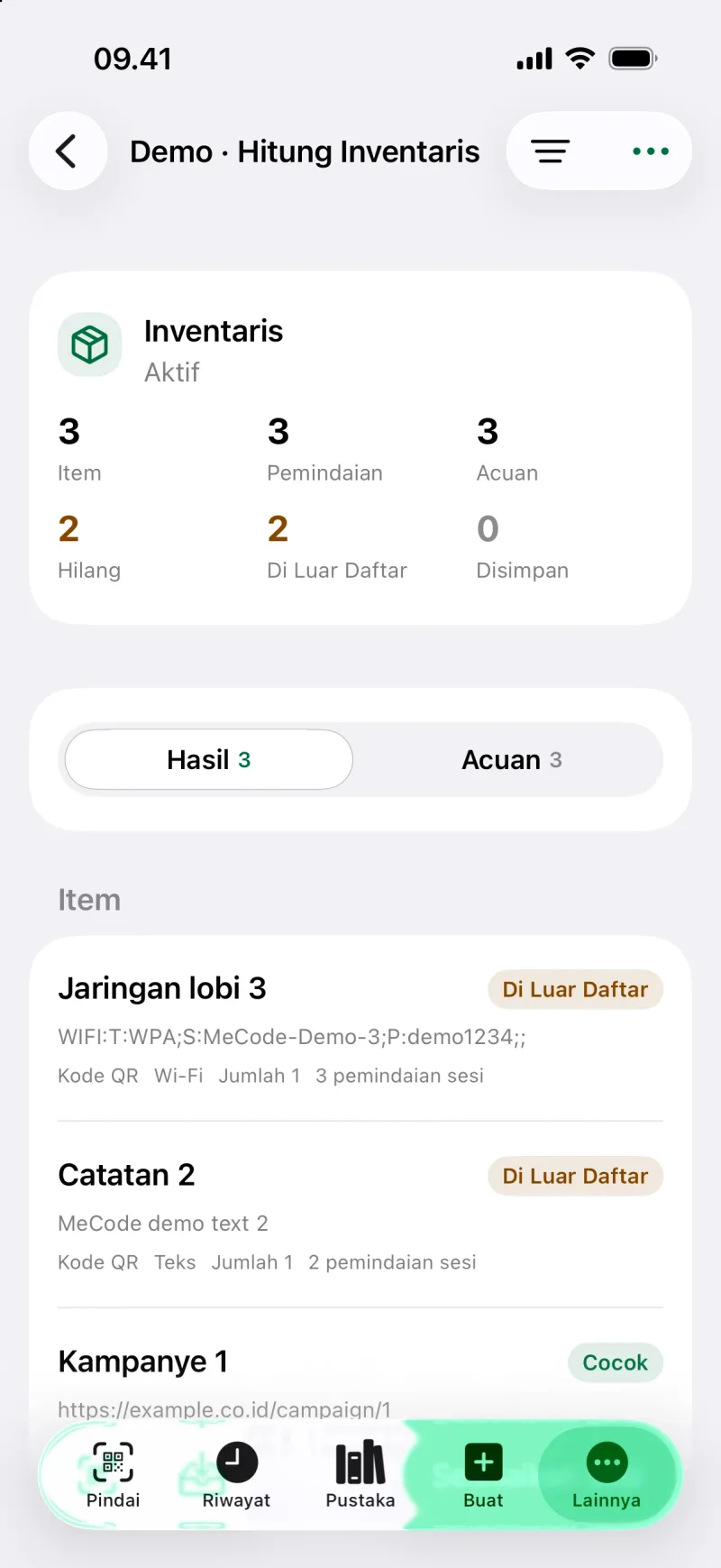 Tinjau hasil sesi pemindaian