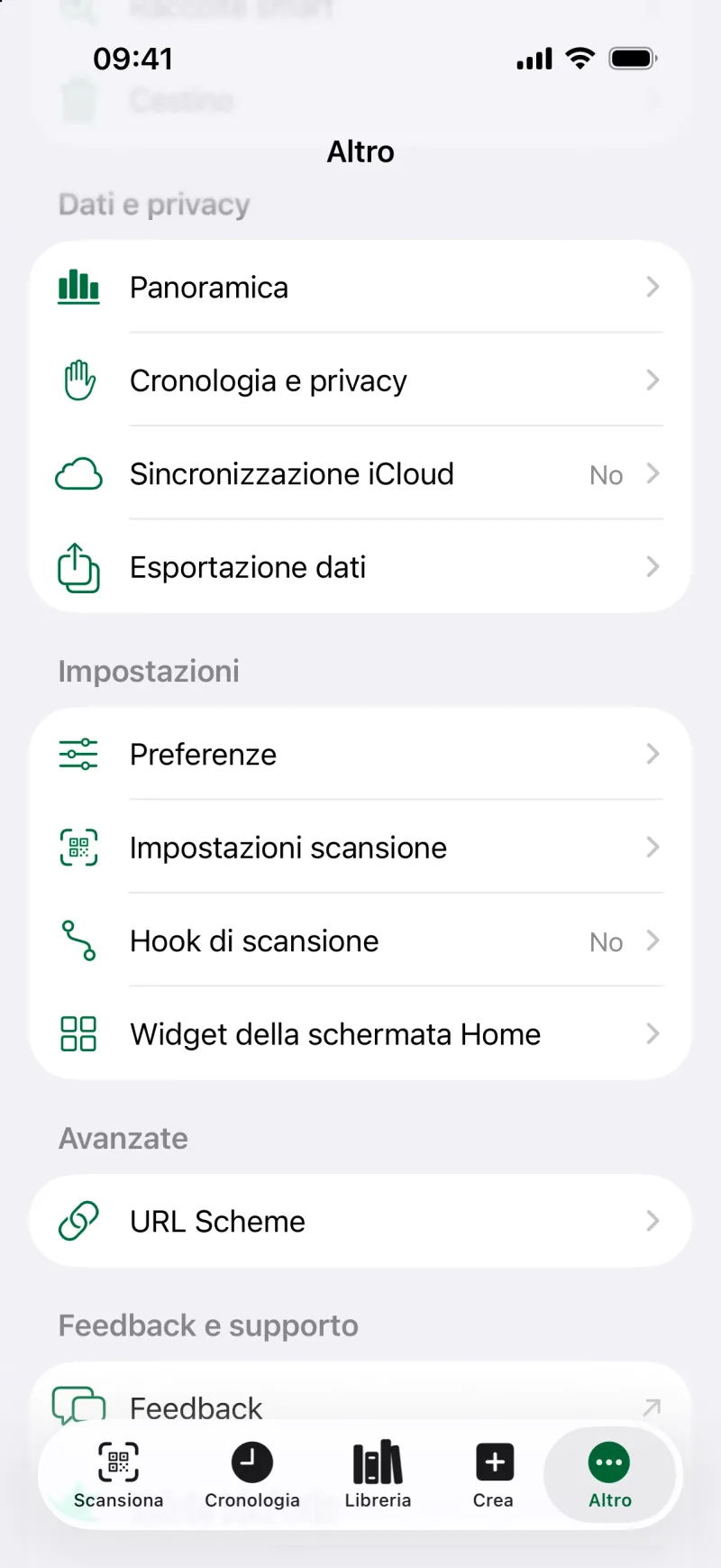 Impostazioni sulla privacy nell’app MeCode