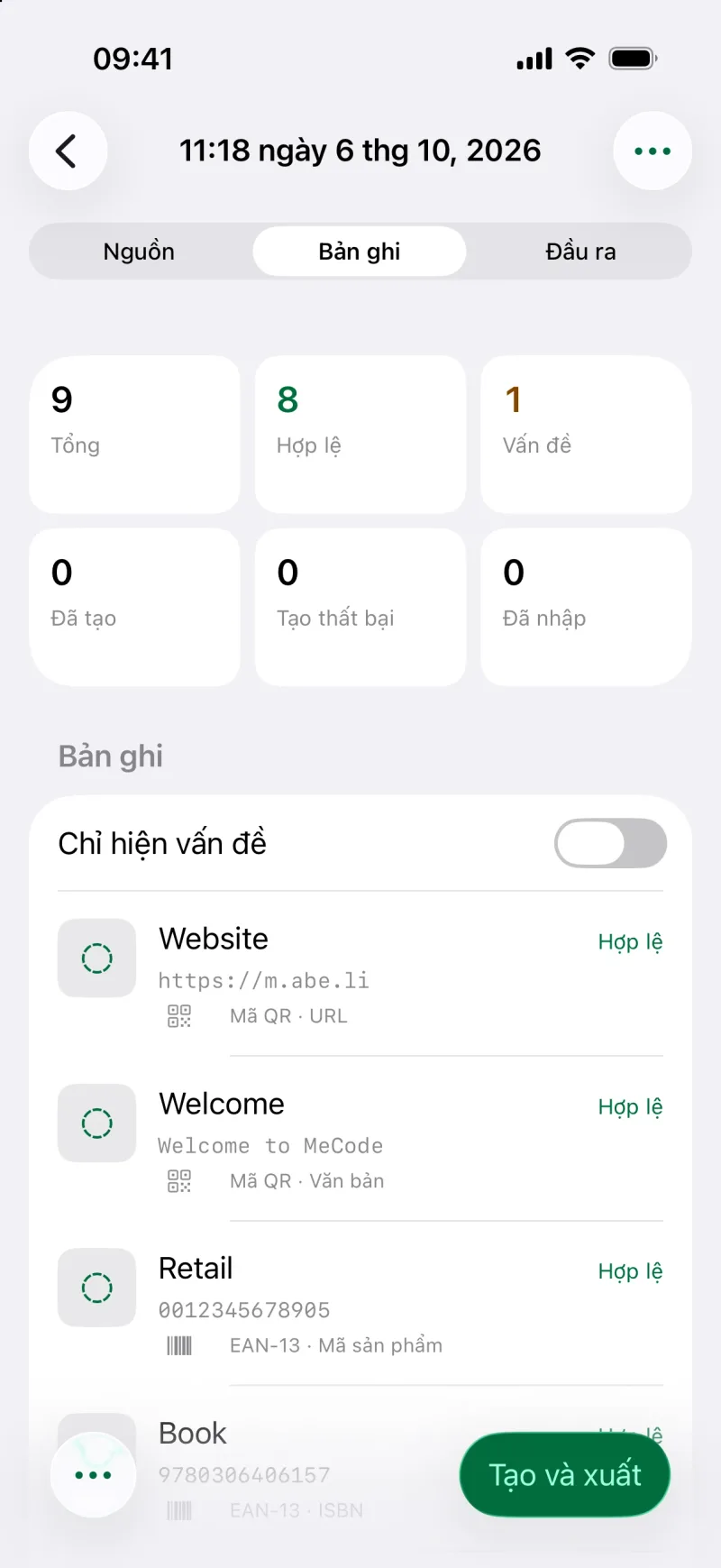 Tạo hàng loạt mã từ một danh sách