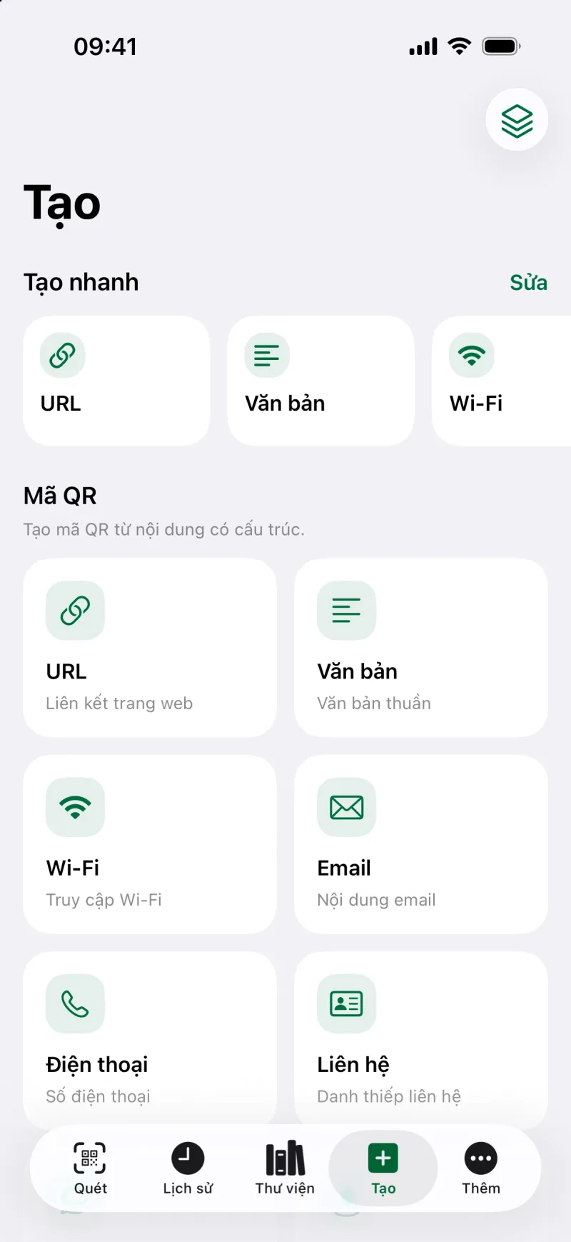 Tạo các mã QR dùng hằng ngày