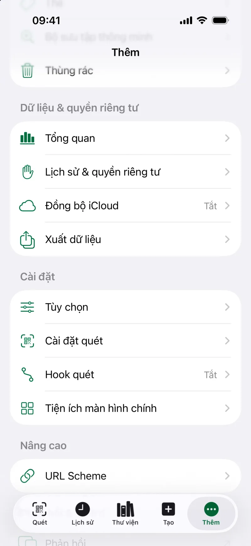 Cài đặt quyền riêng tư trong ứng dụng MeCode
